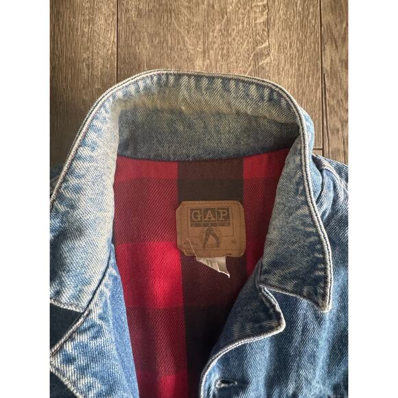 Vintage Gap Denim Jean Insulated Flannel Trucker Jacket Size Medium Y2K 90s - Picture 5 of 8